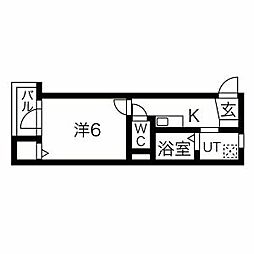 ルミエーテ 1Kの間取図画像