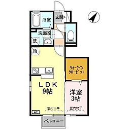 ドムス滑川 1LDKの間取図画像