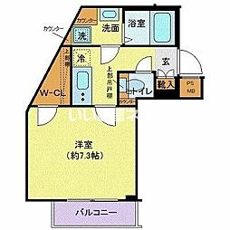 ディアレイシャス池尻大橋 2階1Kの間取り