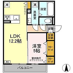 JR東海道本線 天竜川駅 徒歩18分の賃貸アパート 3階1LDKの間取り