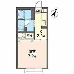 ハイツ早坂 1階1Kの間取り