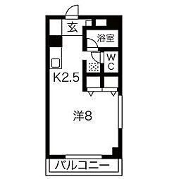 レジオンドヌールオール電化保証会社GTN利用可 5階1Kの間取り
