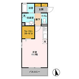 東武伊勢崎線 太田駅 徒歩24分の賃貸アパート 3階ワンルームの間取り