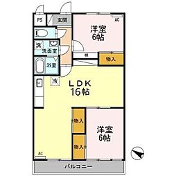 アイリス八橋 2LDKの間取図画像