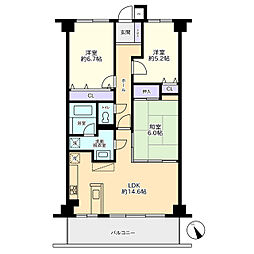 信開ガーデンコート高岡 5階3LDKの間取り