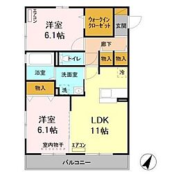 グリーンアレイC 2LDKの間取図画像