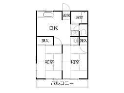 ＣＨアイランド 2階2DKの間取り