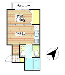 グランドール川内　I 1階1DKの間取り