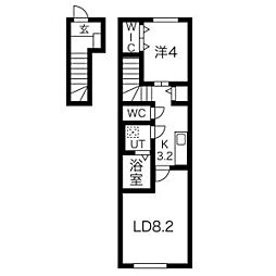 ダンケ 2階1LDKの間取り