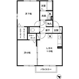 グランモア外城 2LDKの間取図画像