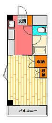 コーポMIYOSHI 2階1Kの間取り