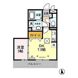エピナールE 1DKの間取図画像