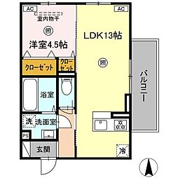 アンビシャス西熊本 1LDKの間取図画像