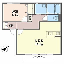 ハイツリバティーF 1LDKの間取図画像