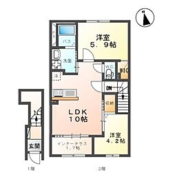 クレストハイム 2LDKの間取図画像