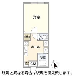 サンパステル壱番館 1階1Kの間取り