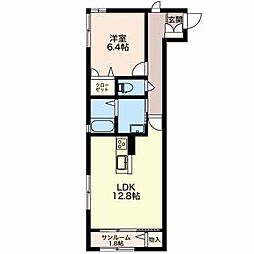 エルシャトー 1LDKの間取図画像