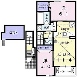 ビオーラ金剛C 2LDKの間取図画像