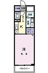 流川グランフォート 1Kの間取図画像