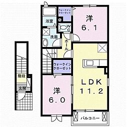 アミティエサード3号館 2階2LDKの間取り