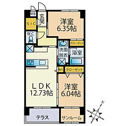 JR筑肥線 波多江駅 徒歩13分の賃貸マンション 1階2SLDKの間取り