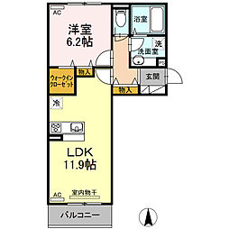 メモリー1 1LDKの間取図画像