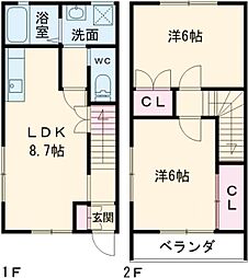 ロンチ・クワトロB 2LDKの間取図画像