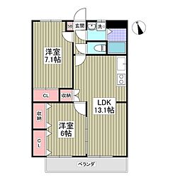 エンブレム 2LDKの間取図画像