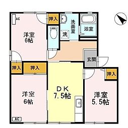 ディアス池田　E棟 1階3DKの間取り