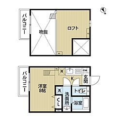 セジュール楠 ワンルームの間取図画像