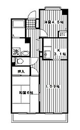 ハイランド磯子I 5階2LDKの間取り