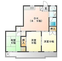 アゼール三条 3DKの間取図画像