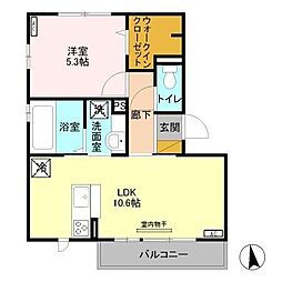 東武伊勢崎線 太田駅 徒歩22分の賃貸アパート 2階1LDKの間取り