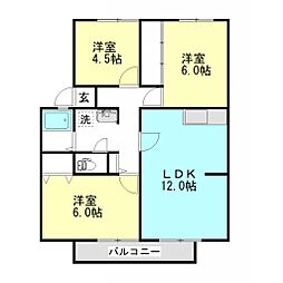 サンビレッジ西大寺B棟 3LDKの間取図画像