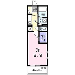 ヴェスペリア 1Kの間取図画像
