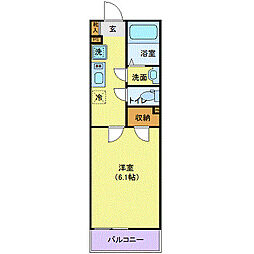 ヴィレッタ晩翠 1階1Kの間取り