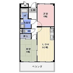 ヴァンベール 3階2LDKの間取り