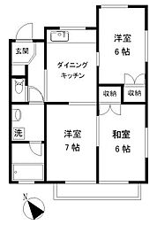 クレスト南足柄 3DKの間取図画像
