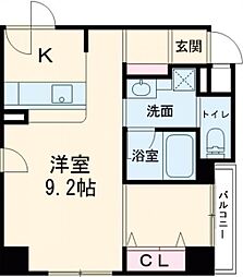 TKアンバーコート宿院 ワンルームの間取図画像