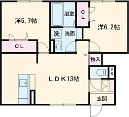 withskyA 2LDKの間取図画像