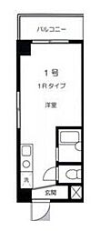 朝日第二ハイツ ワンルームの間取図画像