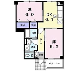 キャッスルＭＭ 1階2DKの間取り