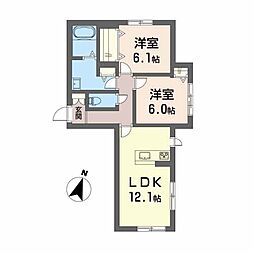 シャーメゾン桜 2LDKの間取図画像