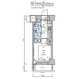 リヴシティ横濱石川町 7階1Kの間取り