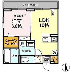 プランドール 1LDKの間取図画像