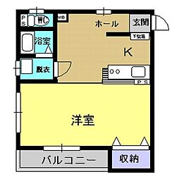 エクセルビューＭ 3階ワンルームの間取り