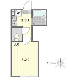 ノーザンロード富士見台 2階1Kの間取り
