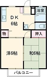MTサンライズII 1階2DKの間取り