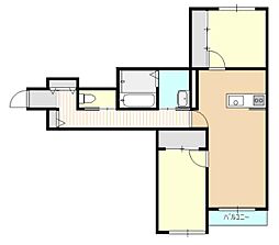 Ｂｅｌｌｅ　Ｌｅａｄ中島東 1階2LDKの間取り