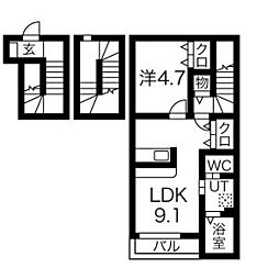 協和II 3階1LDKの間取り